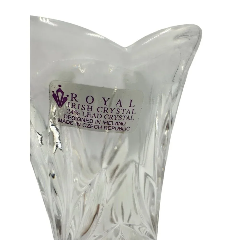 Royal Irish Crystal 24% Lead Crystal Vase Czech Republic Elegant Fluted Clear